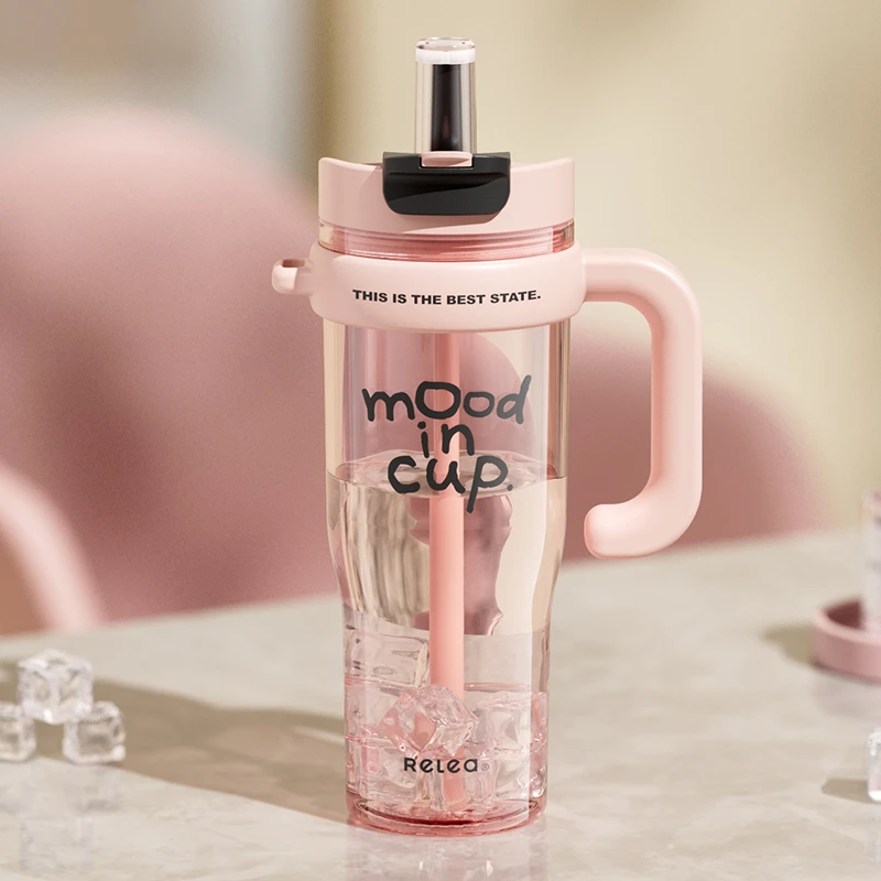 物生物巨无霸水杯大容量女生办公室水壶运动夏日便携吸管冰霸杯子