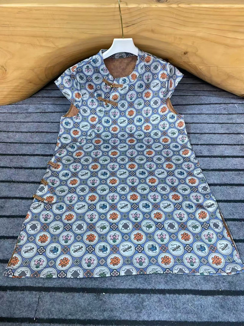 文房四宝 新中式国风花萝提花夏季奥黛时尚百搭修身显瘦短袖 T恤