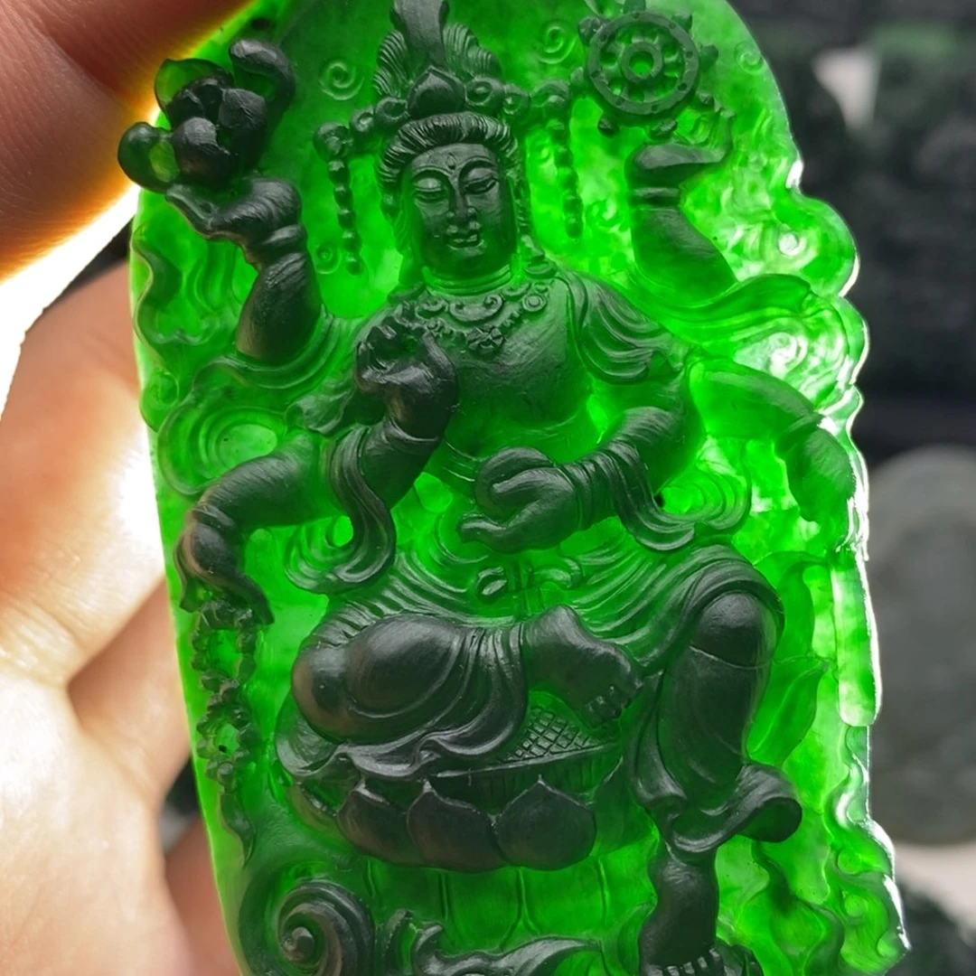 定制翡翠未镶嵌天然翡翠A货四臂观音