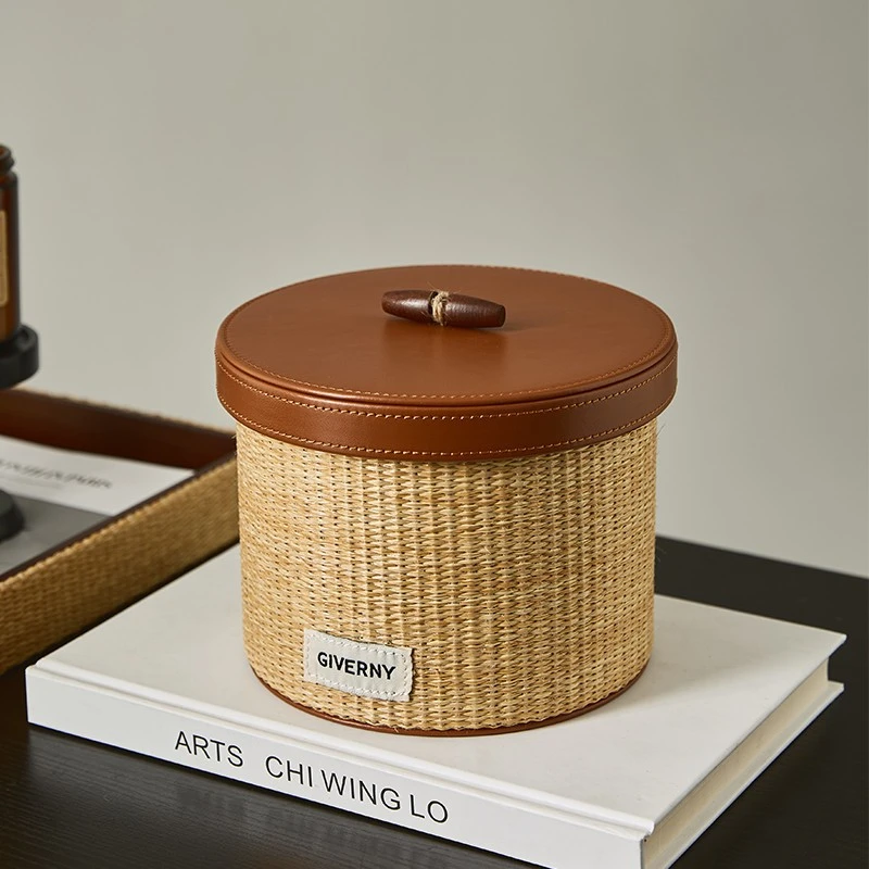 复古藤编收纳盒桌面杂物整理盒家居首饰盒化妆品储物盒装饰收纳筐