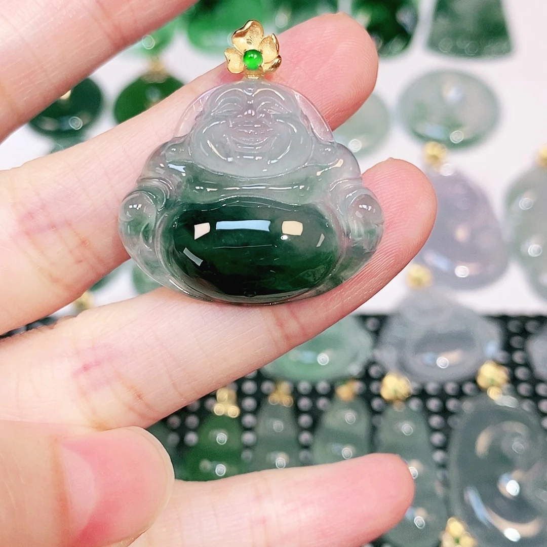 翡翠18K金镶嵌吊坠(不含链)