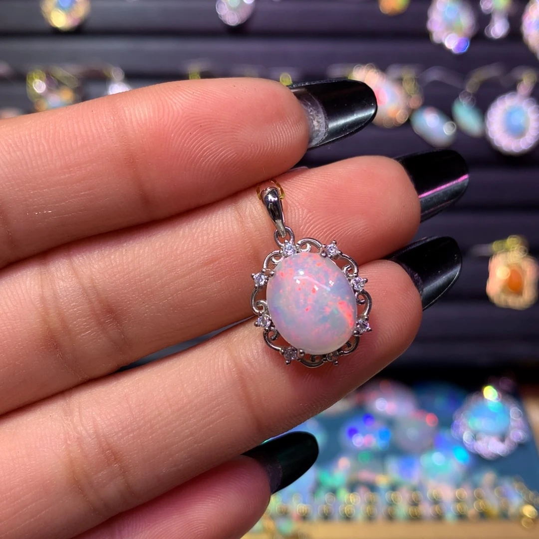 欧泊银S925镶嵌吊坠款