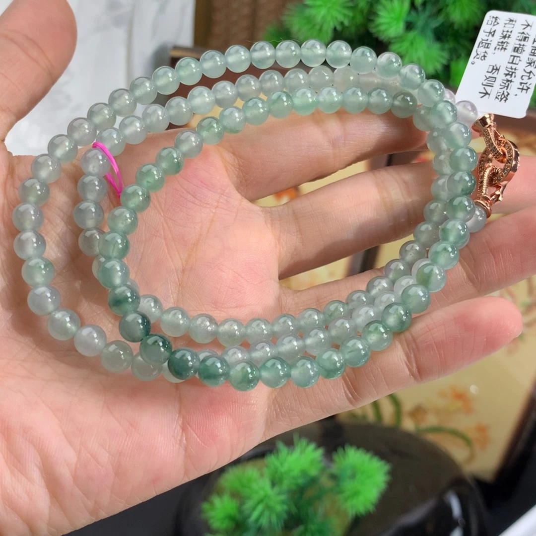 翡翠未镶嵌手串卡5.5冰种晴飘花项链
