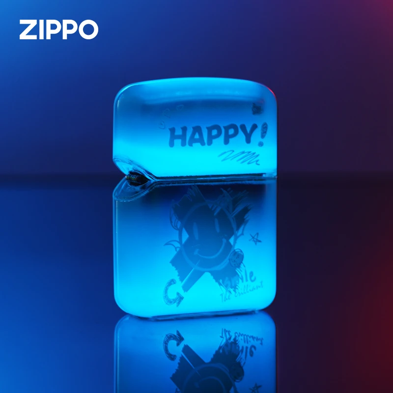 ZIPPO/之宝打火机夜光流沙炫彩笑脸防风男士爆款七夕网红礼物