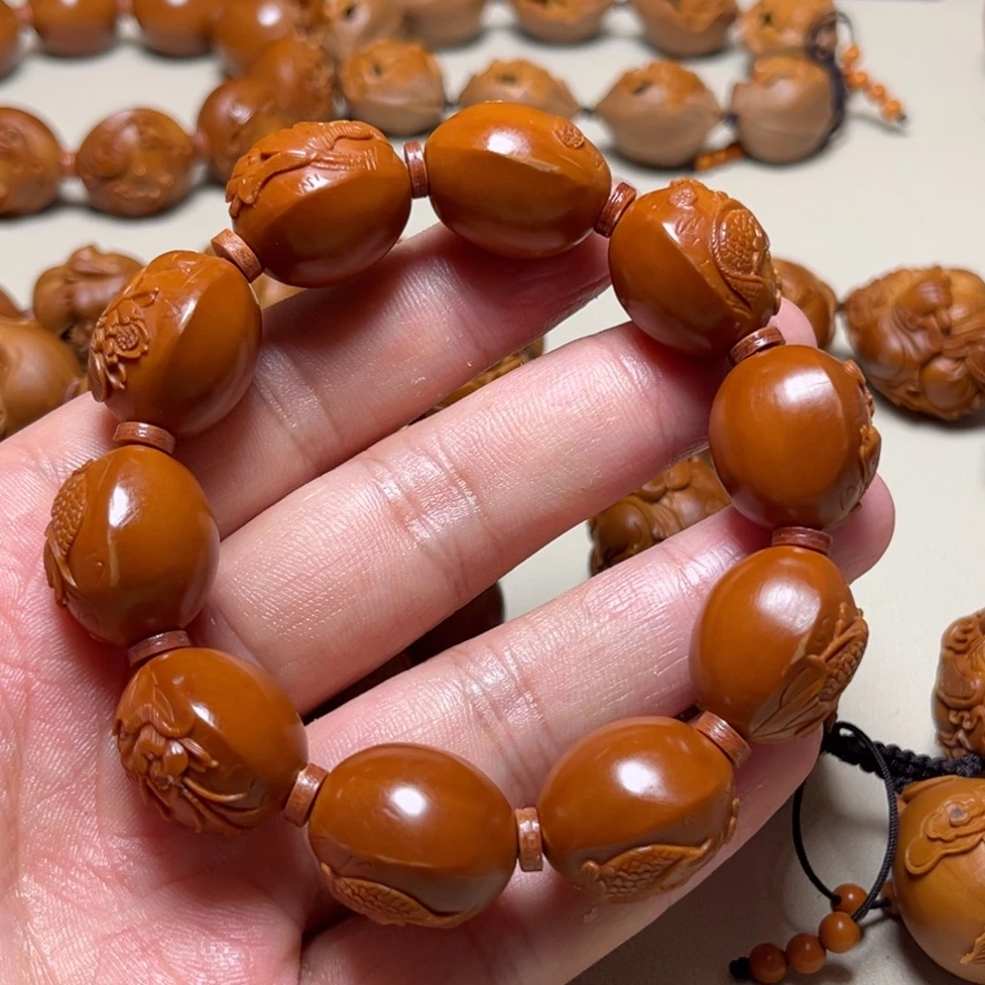 橄榄核手串1.8荷花鱼