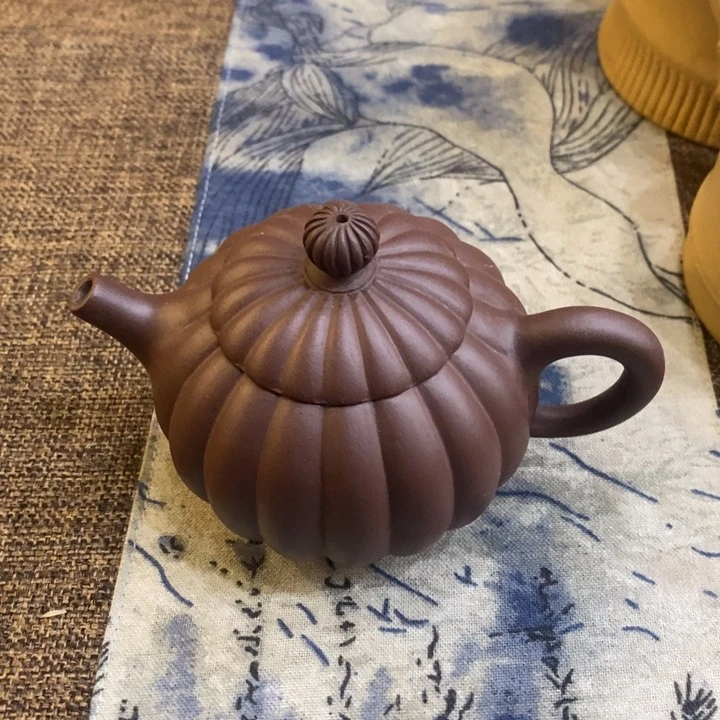 紫砂茶壶菊蕾220cc原矿老紫泥特价