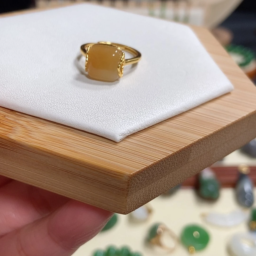 和田玉戒指银S925镶嵌