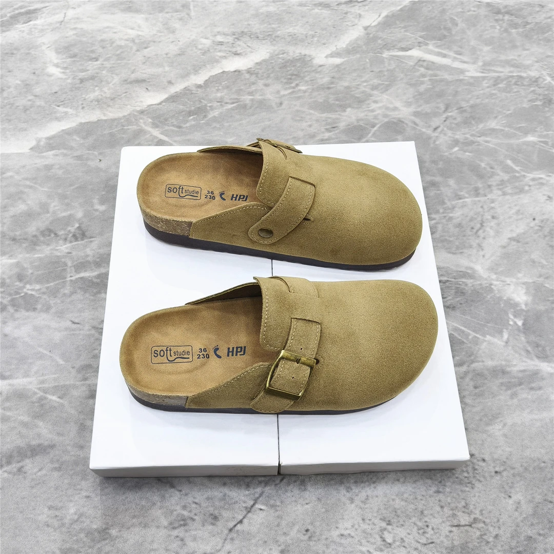 外穿软木博肯鞋女2025冬季厚底勃肯鞋一脚蹬小个子懒人包头半拖鞋