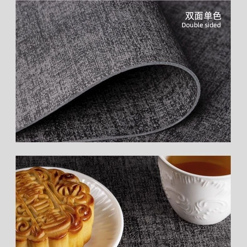 亚麻纹皮革餐桌垫茶几电视柜书桌办公桌垫防水防油防各种饮料水渍