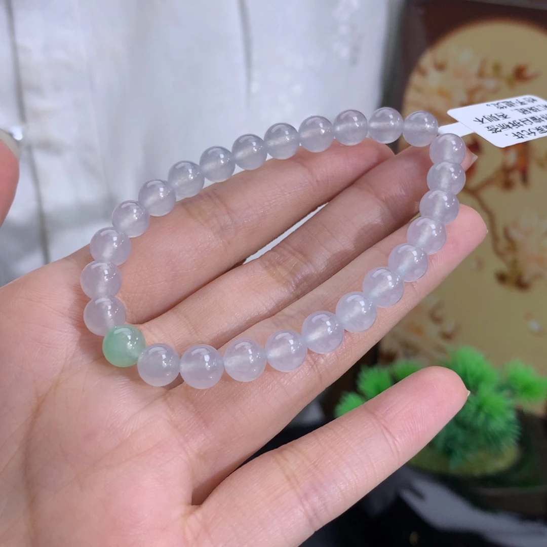 未镶嵌手串翡翠卡6.8冰种白冰手串