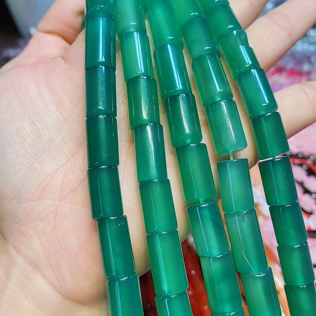 玛瑙/玉髓散珠绿玛瑙管10✖️15mm