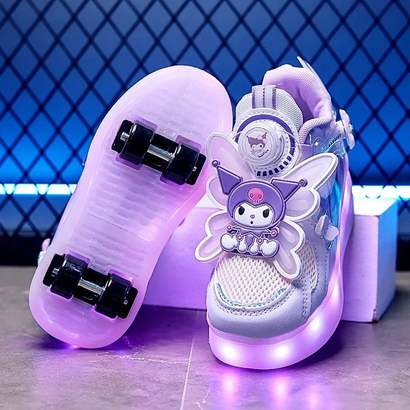 ABC女童暴走鞋四轮可收儿童库洛米亮灯溜冰鞋夏季女孩网红滑轮鞋