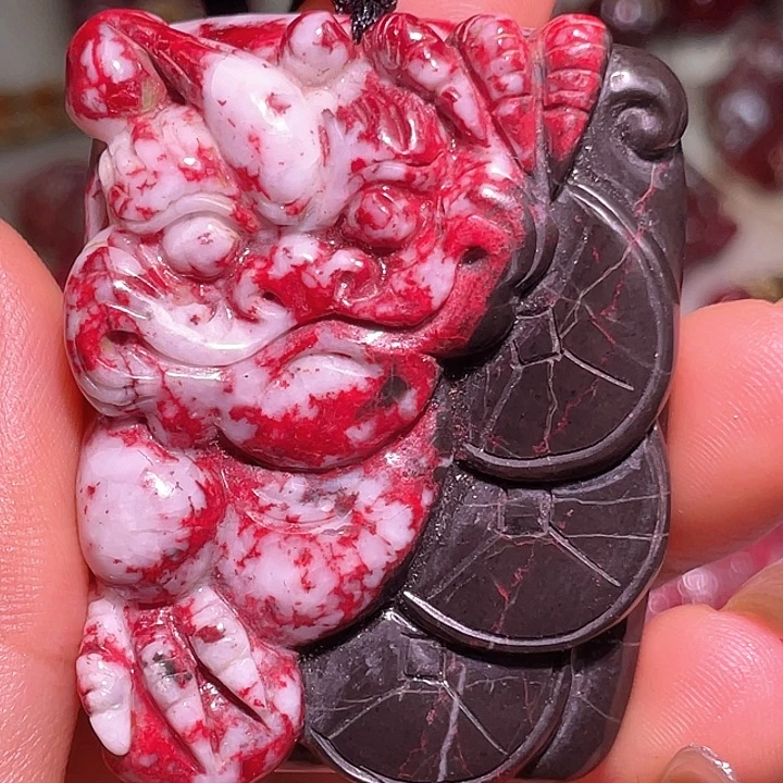 ༺***༻天然辰砂朱砂雕刻金蛤蟆