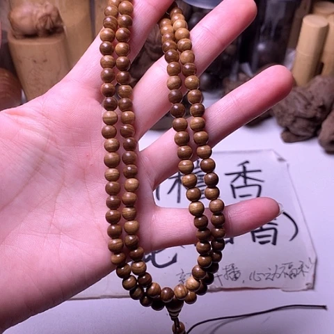 檀香木手串/手链檀香黑肉0.6/108横纹虎皮沉