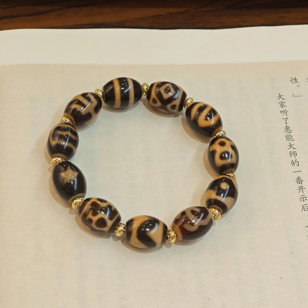 荧光五爷黑金多宝天珠手链/多样性发其一 TZSL782