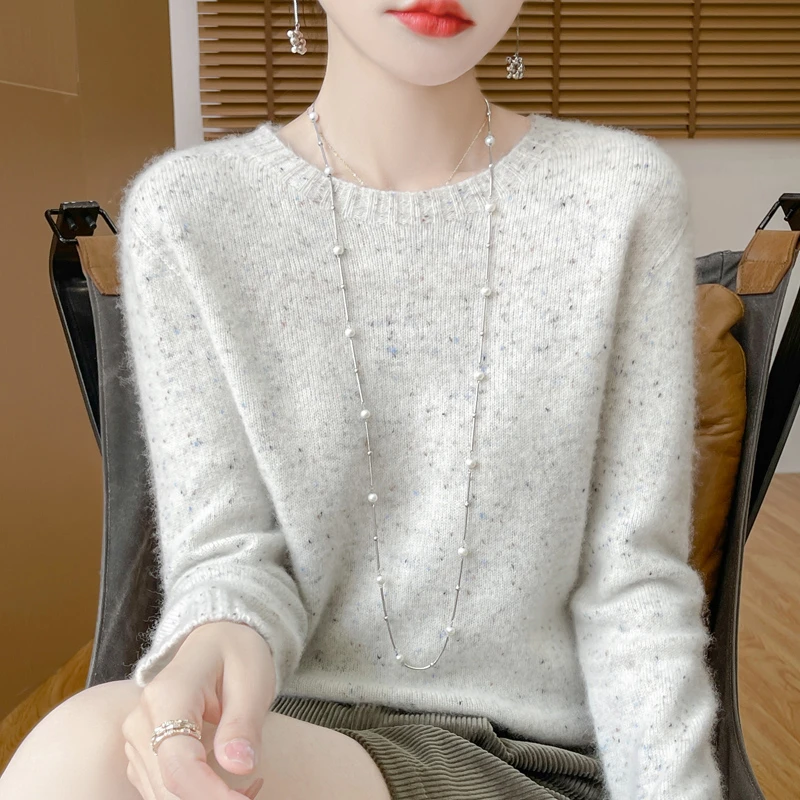常规春秋宽松型衫针织圆领女网红洋气女士厚款
