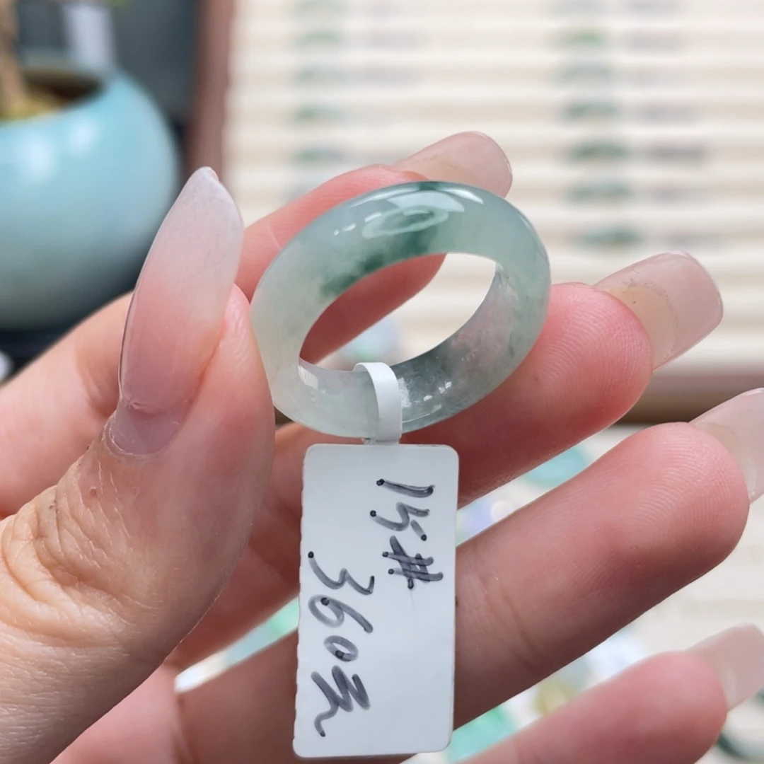 翡翠未镶嵌戒圈a38港圈15冰飘花