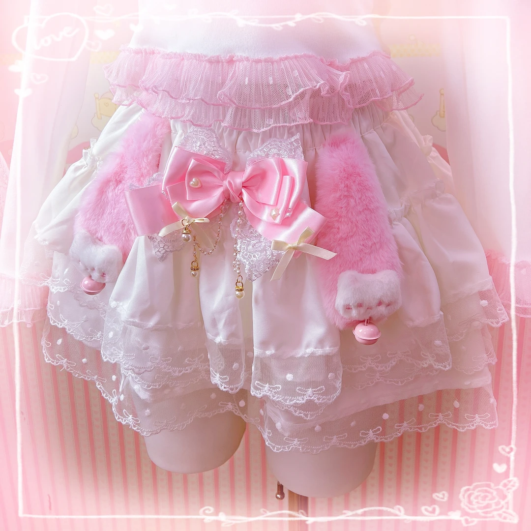 【瑶瑶玉兔】三层蕾丝边蓬蓬裙，松紧腰带安全裤