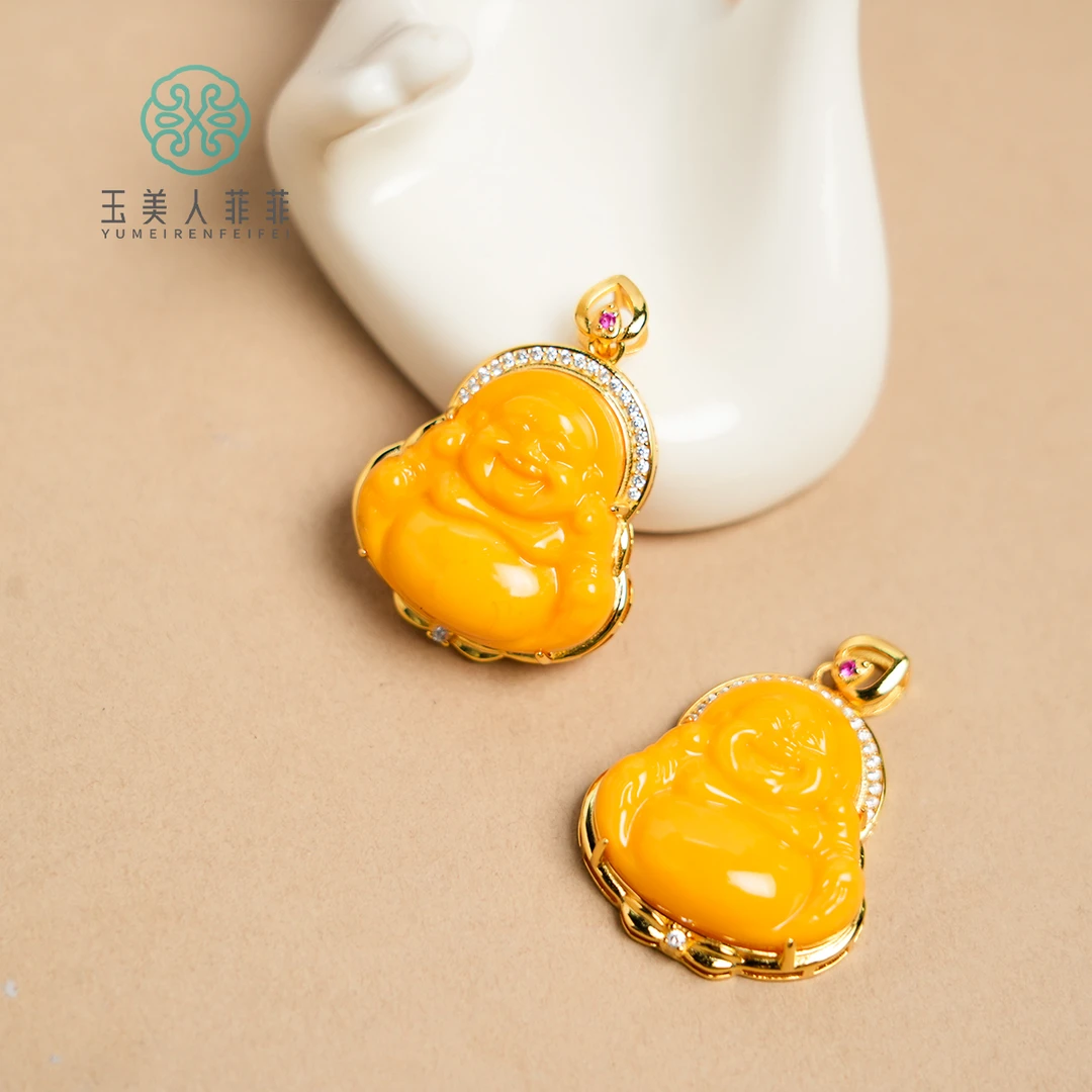 石惑珠宝%蜜蜡佛公吊坠约31*23mm/多样性发一