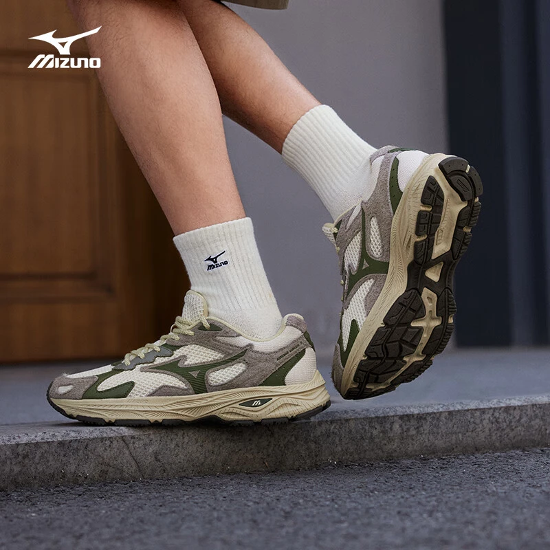 Mizuno/美津浓情侣款复古休闲老爹鞋跑步鞋春芽绿 RACER S 1.0