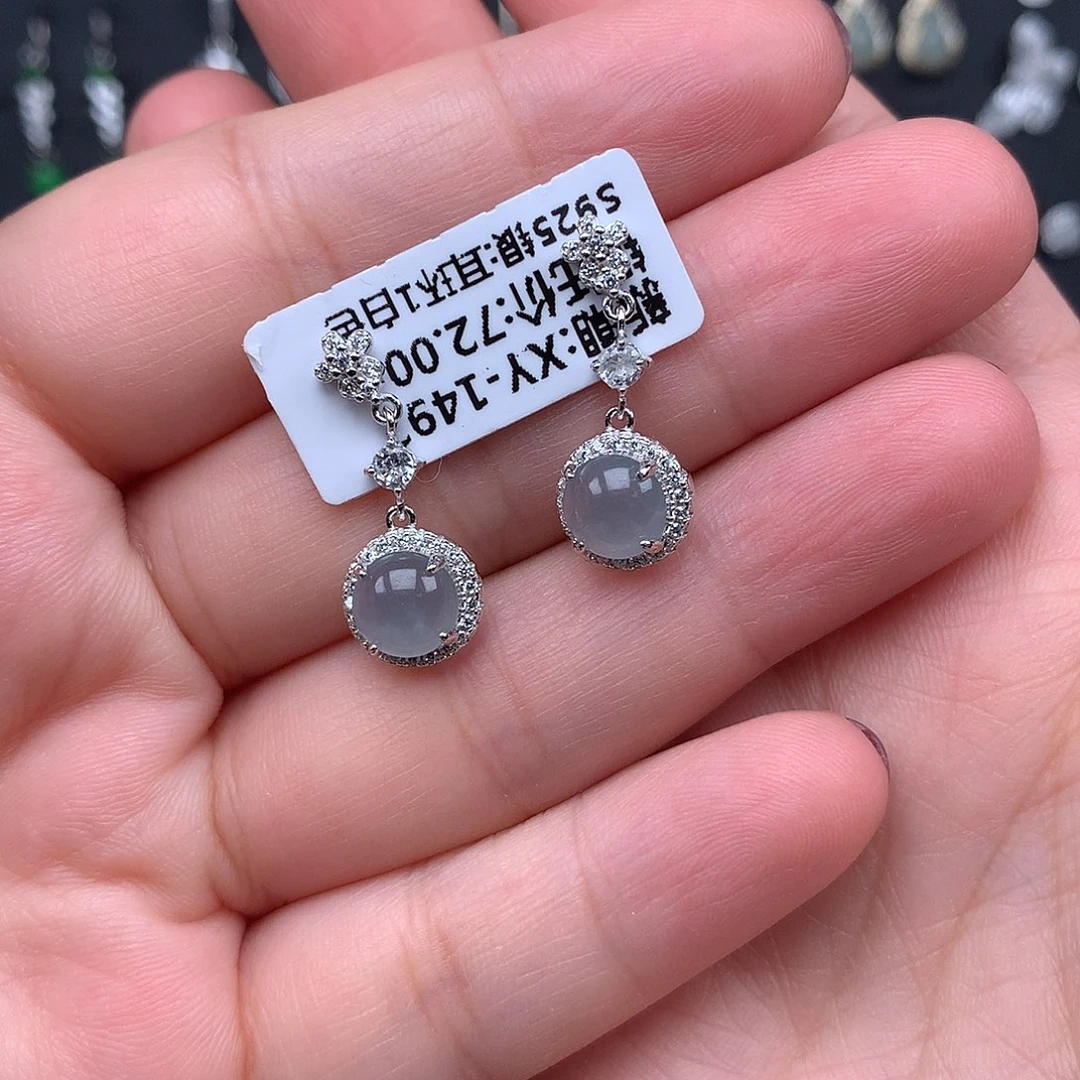 小***。翡翠银S925镶嵌耳饰
