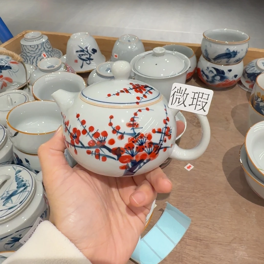 釉下手绘茶具微瑕