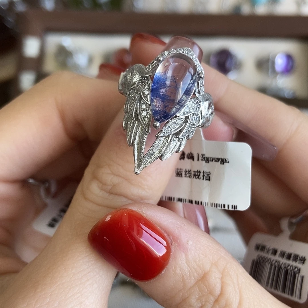 未***名烟晶银S925镶嵌戒指蓝线