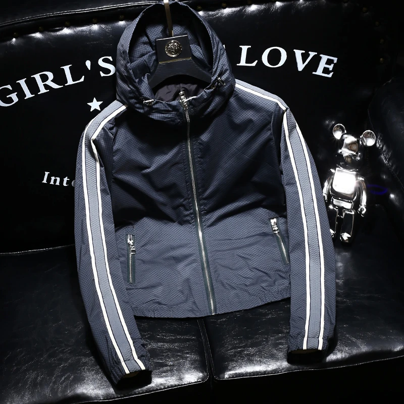 昆加希毕欧货轻奢连帽夹克男士设计感休闲男装外套春秋新款上衣