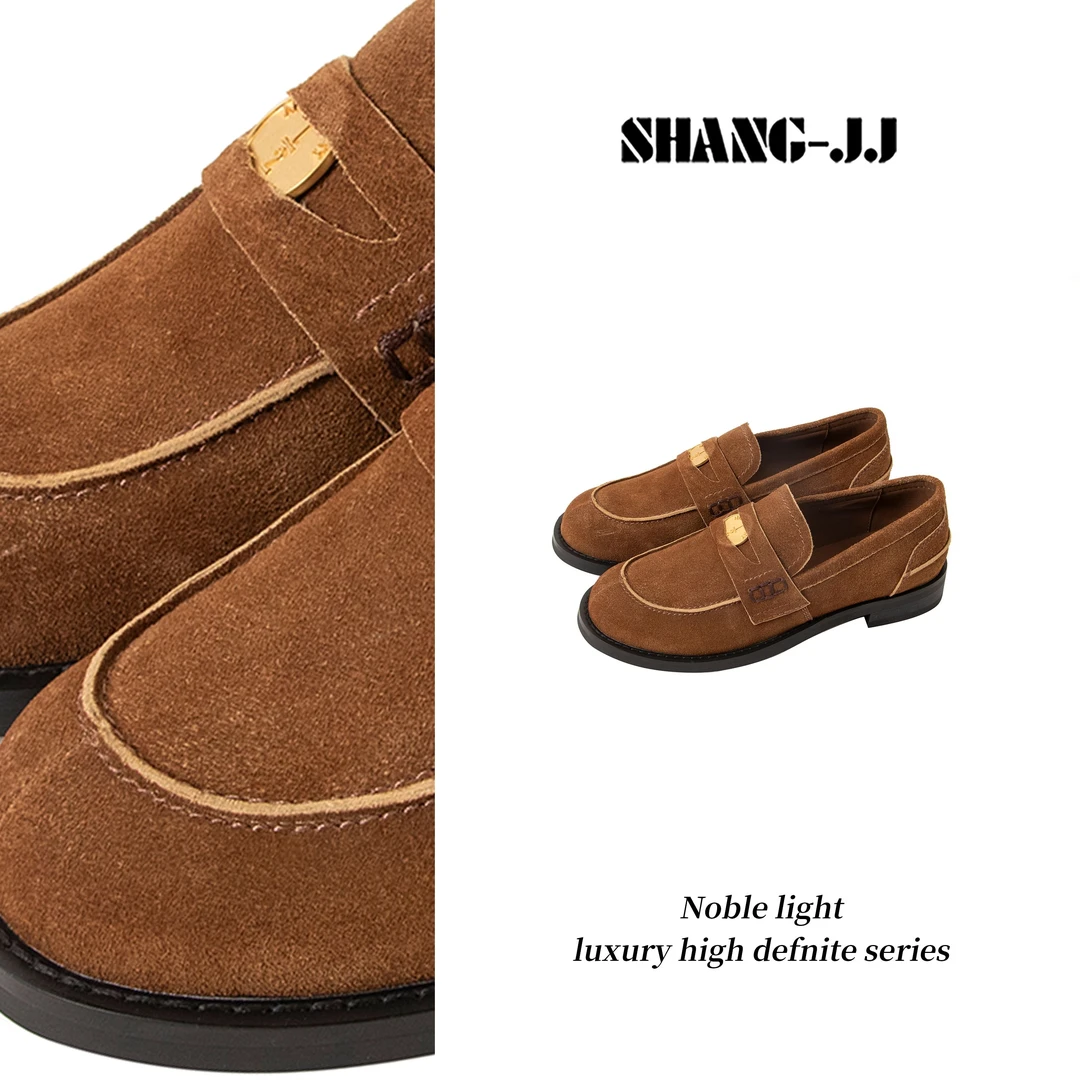 SHANG-JJ【棕咖乐福】25ss新品平底反绒牛皮时尚乐福鞋q133613p