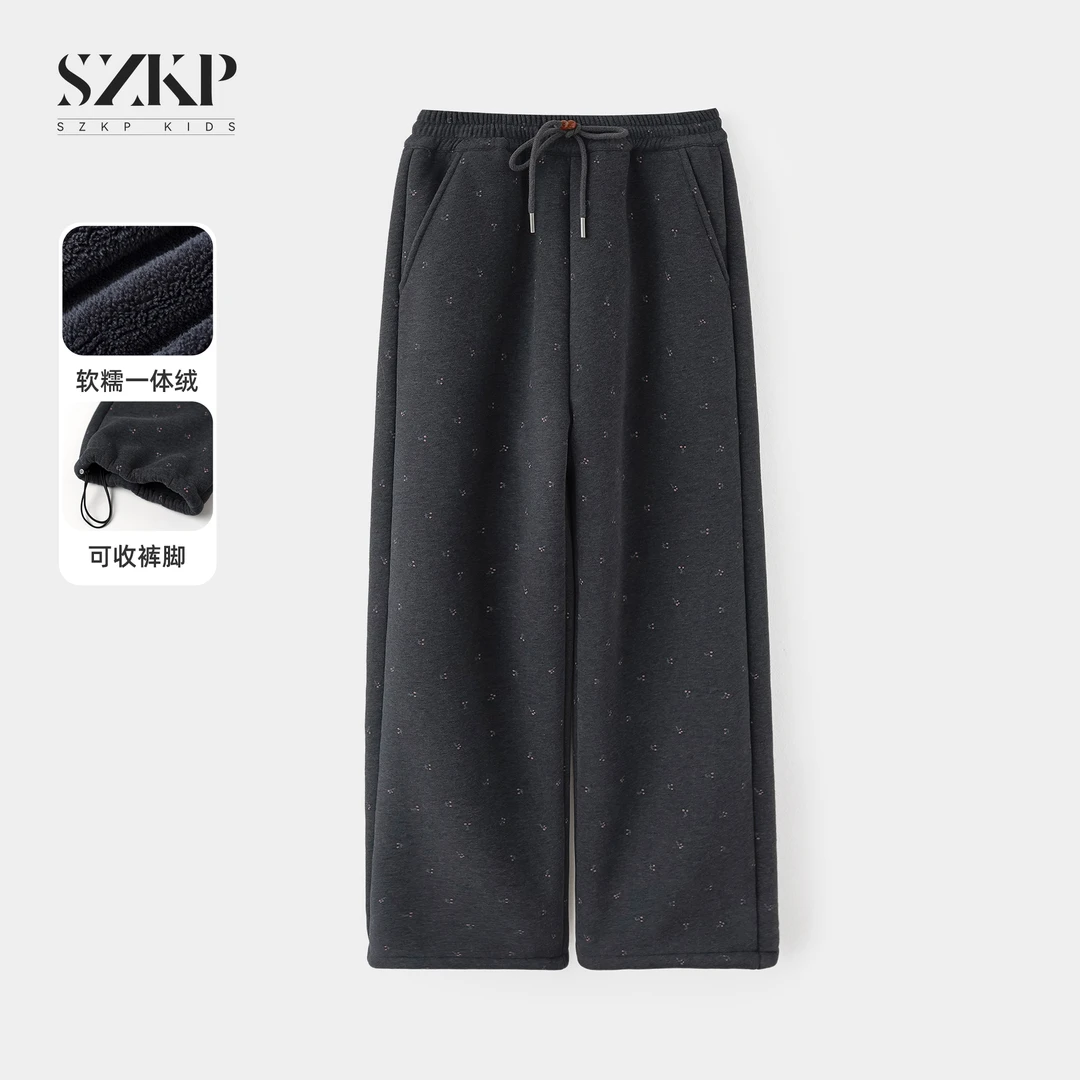 SZKP冬季新款女童装保暖裤子中大童休闲儿童加绒直筒裤JMKD557410