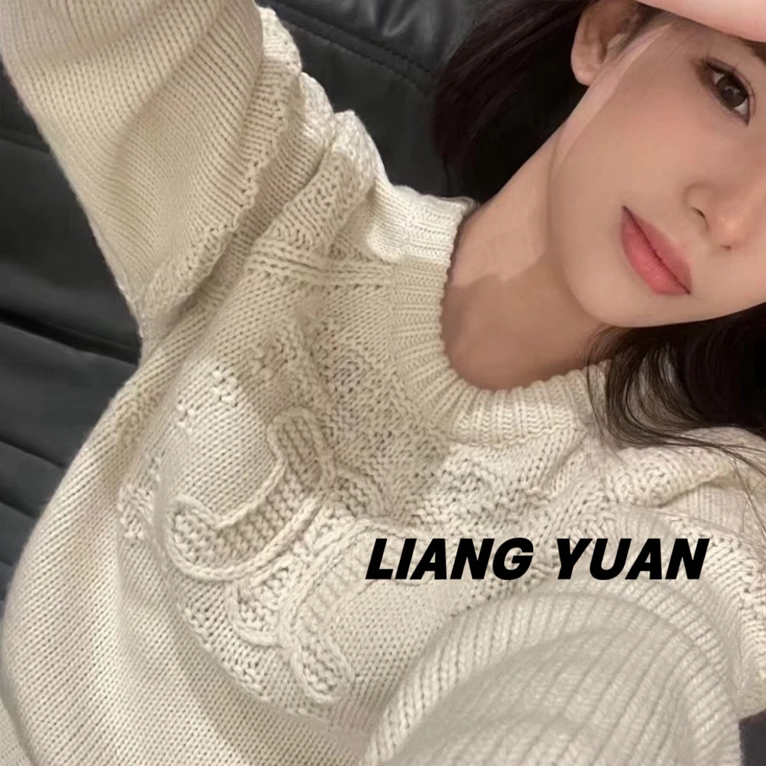 LIANG11钩花简约百搭设计感毛衣