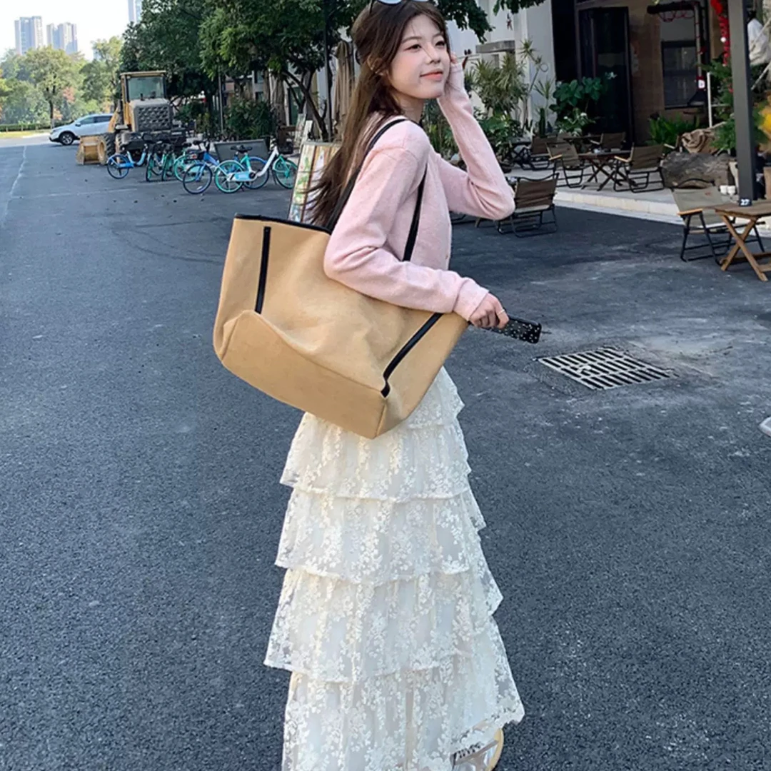 仙气感蕾丝刺绣半身裙女春季2025新款温柔高腰显瘦层次蓬蓬蛋糕裙