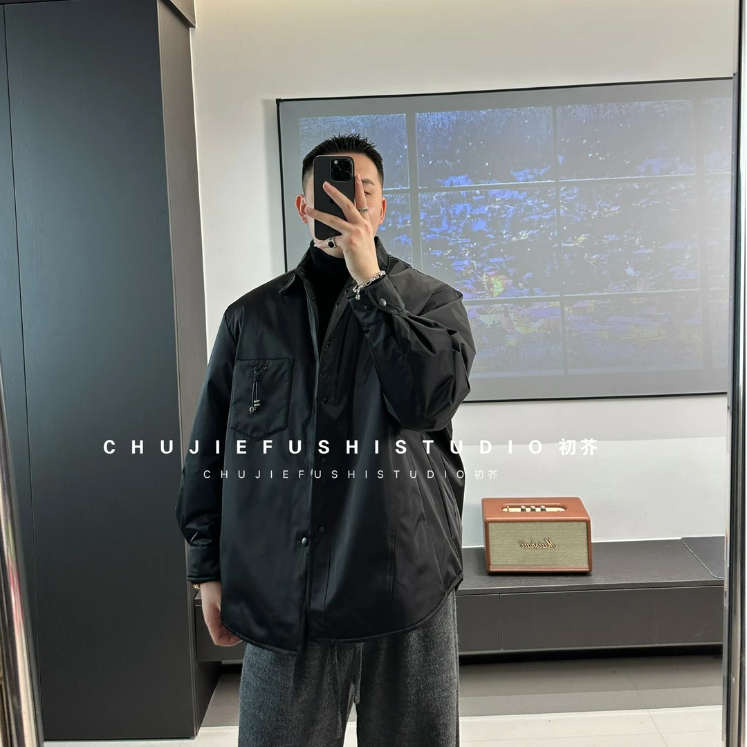 CHUJIE韩版鱼骨架定型领轻量衬衫版90白鸭绒羽绒服