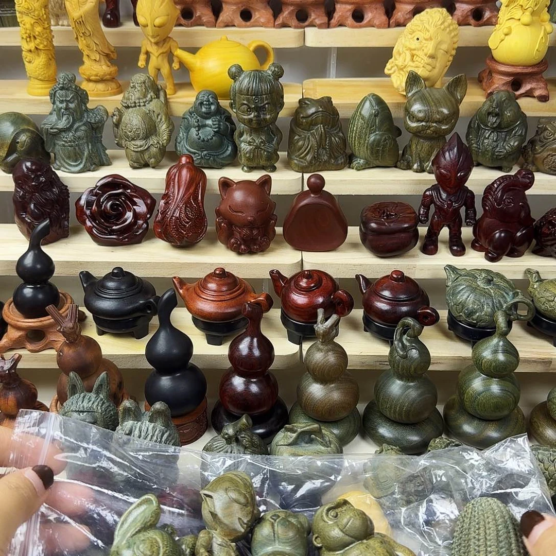 木    绿檀把件6个