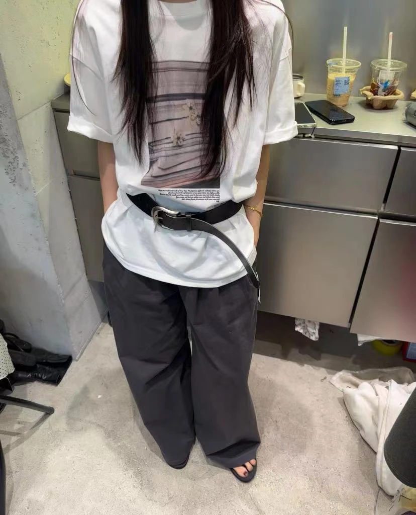 ABOUT·INS福秒（9ab013#)百搭实穿 压褶藏肉显瘦阔腿休闲裤9-613