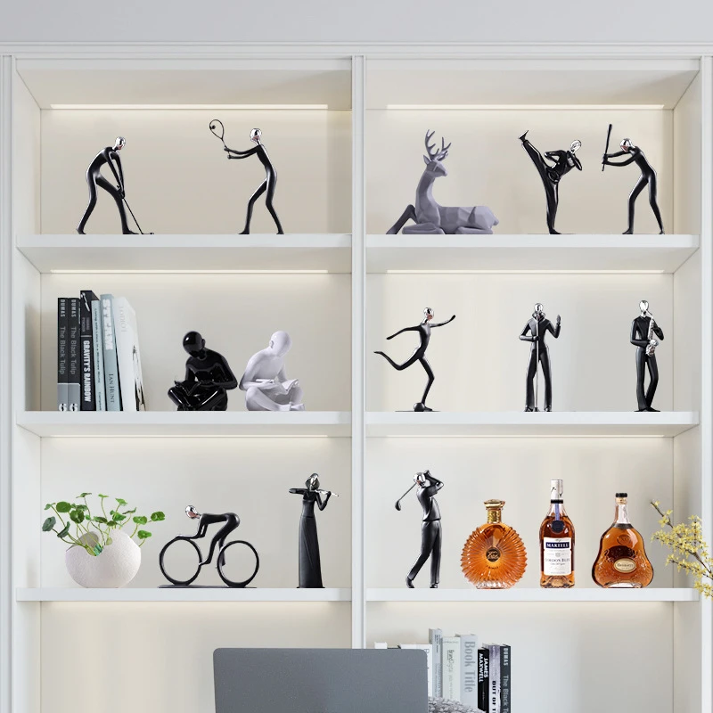 北欧简约人物创意摆件客厅电视柜书房家居软装饰品树脂工艺品摆件