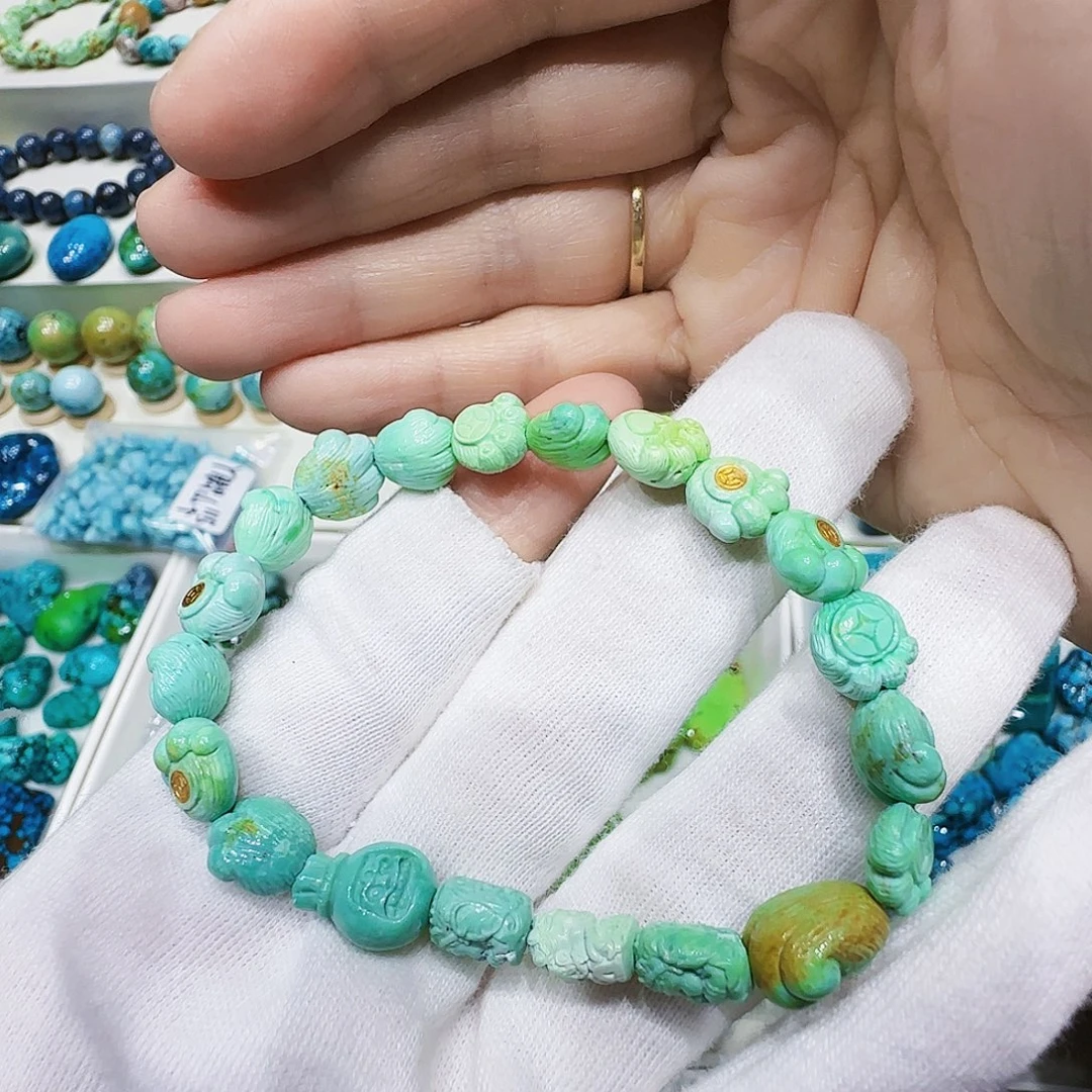 绿松石未镶嵌原矿绿松石菜籽手串