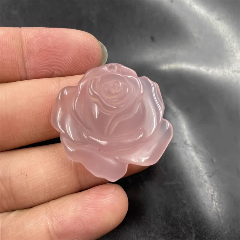 冰种粉色玉髓玛瑙玫瑰花吊坠挂件 玉石吊坠多样性发货拍一发一