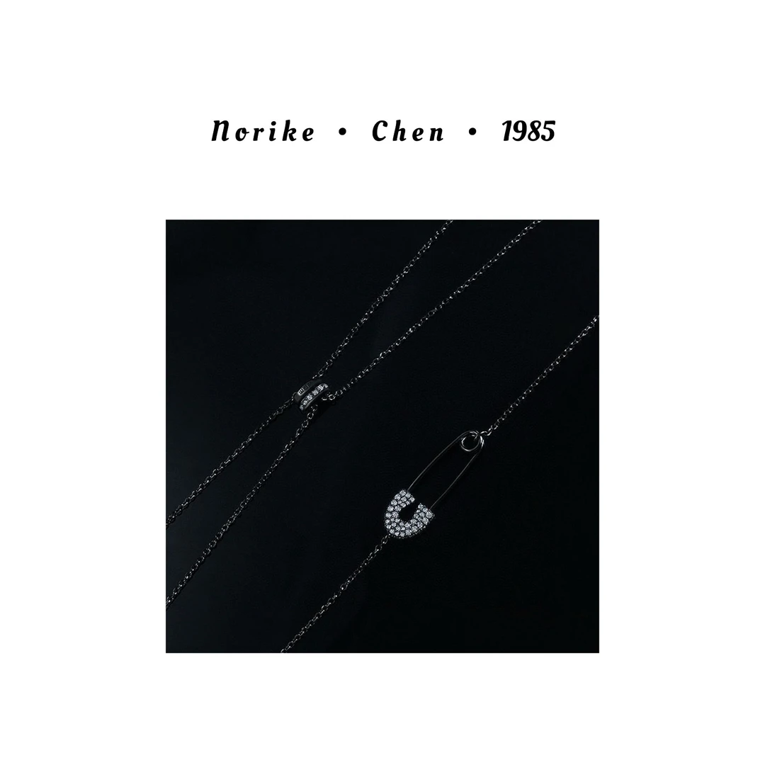 合金项链 多彩别针可调节项链AM121018