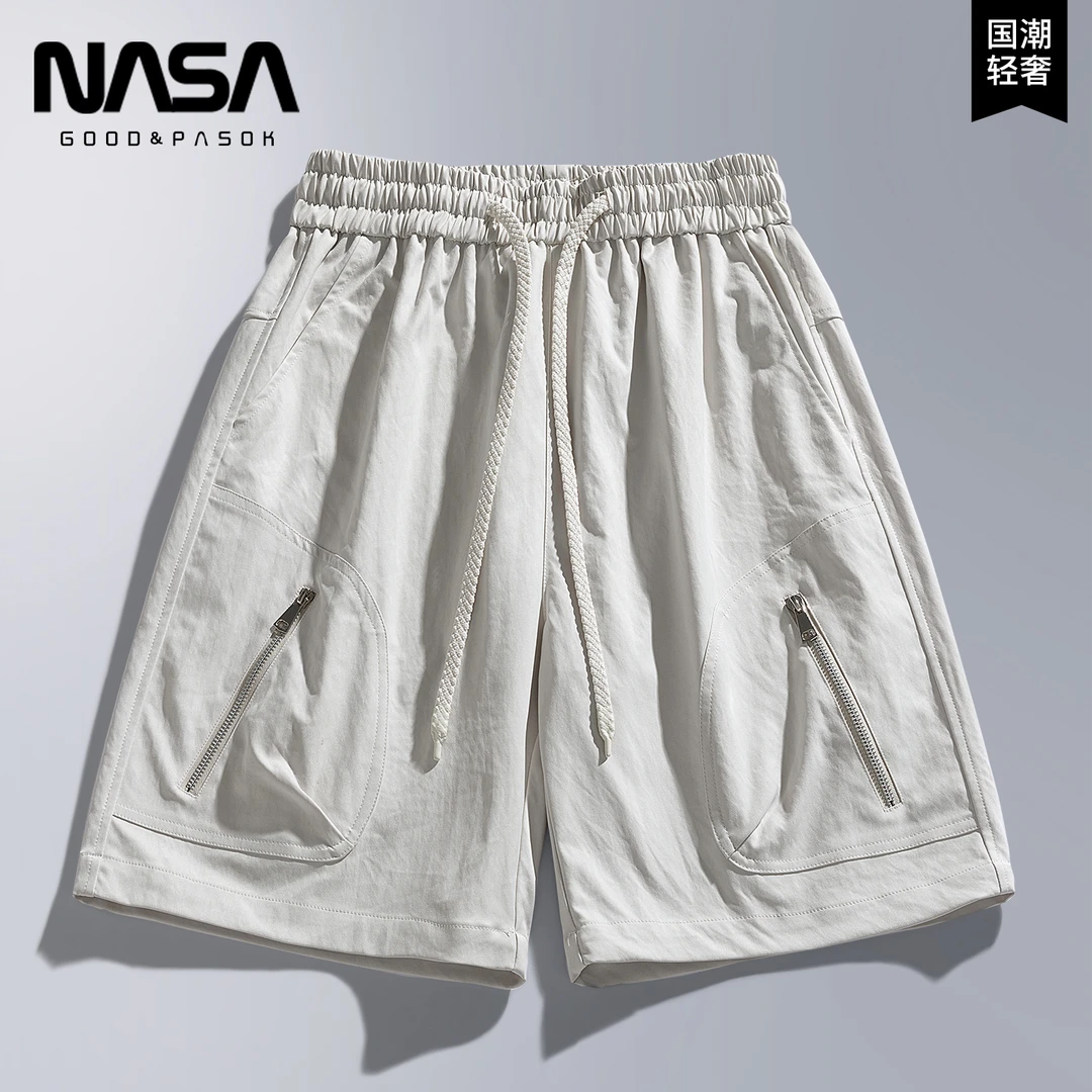 NASA工装短裤男士夏季纯棉薄款透气凉感宽松休闲大码速干五分裤子