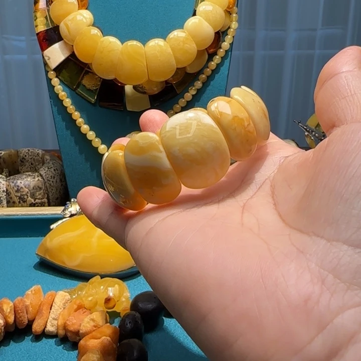 琥珀未镶嵌手链波兰设计款琥珀蜜蜡
