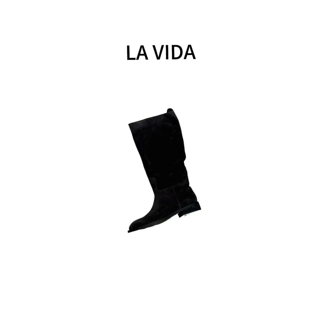 -LA VIDA- 灰色尖头长筒靴