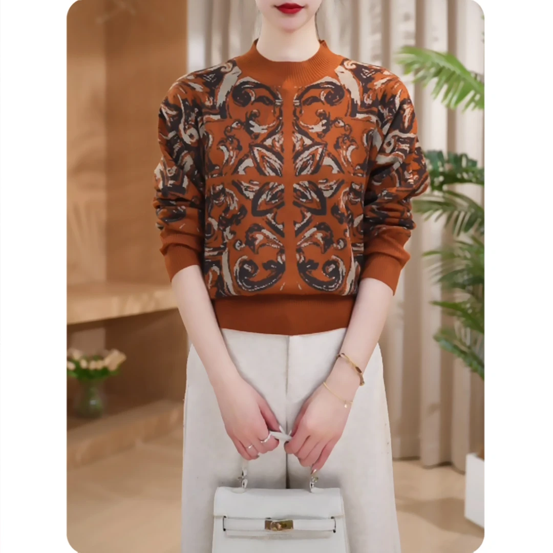 <花镜>新品女士宽松毛衫气质上衣时尚休闲女装4ZS01251077