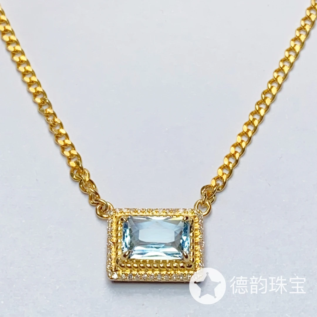 18K金镶嵌海蓝宝石项链