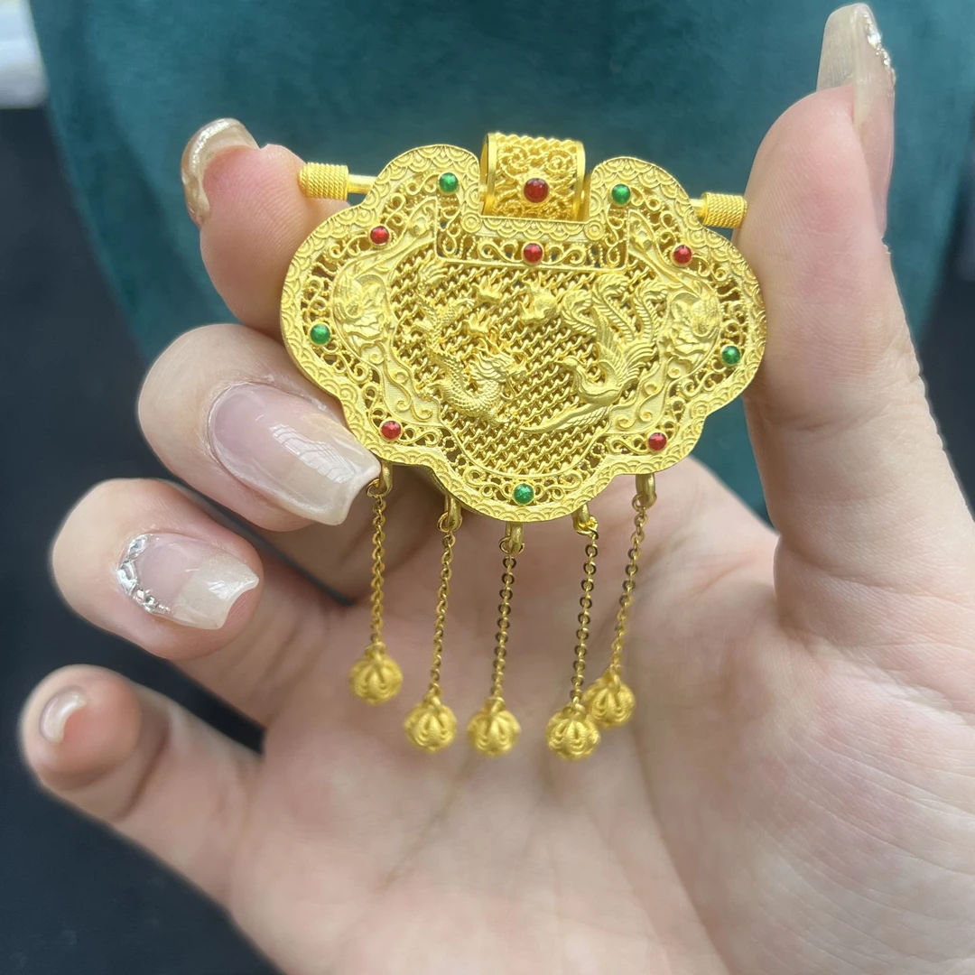 吊坠足银 吊坠足银吊坠项链饰品首饰足银天子门生吊坠珐琅花丝