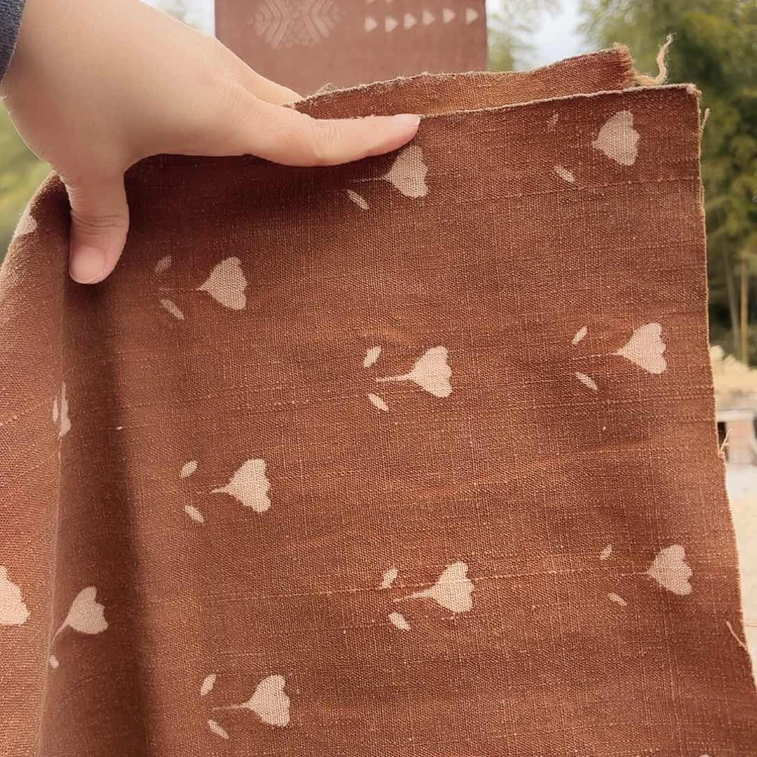 小花柿漆染布茶席老布