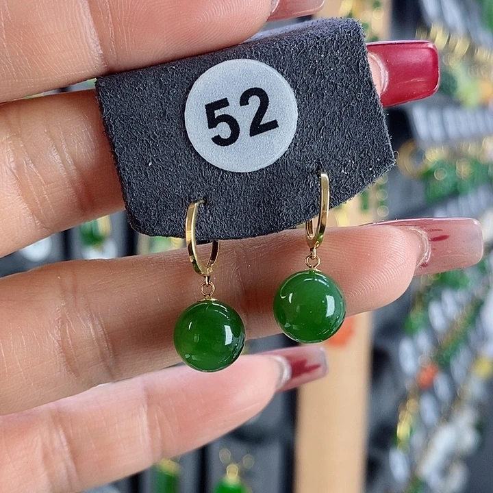 和田玉耳饰18K金镶嵌