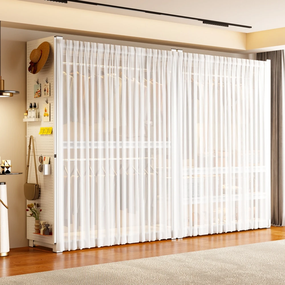 货架衣柜家用卧室出租房衣物收纳简易组装落地洞洞板金属角钢衣架