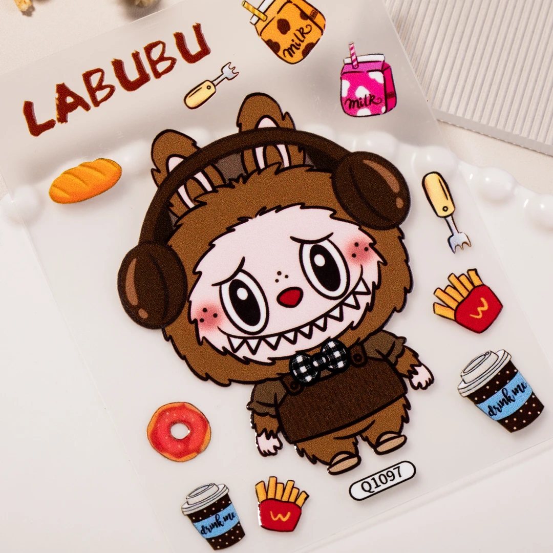 可爱拉布布手机贴纸网红潮玩手账贴画防水带背胶LABUBU手机壳贴纸