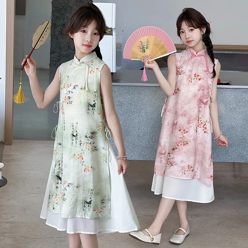 女童中国风旗袍连衣裙2025夏季新款汉服新中式女孩唐装儿童公主裙